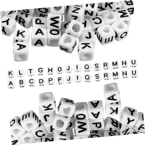 NUOBESTY 500 Stück Alphabet-perlen Bausatz Tonperlen Buchstabenperlen Kit Zur Schmuckherstellung Schmuckset Perlen-kits Pinnkl Stern-abstandsperlen Massenperlen Alphabet Lose Perlen Acryl von NUOBESTY