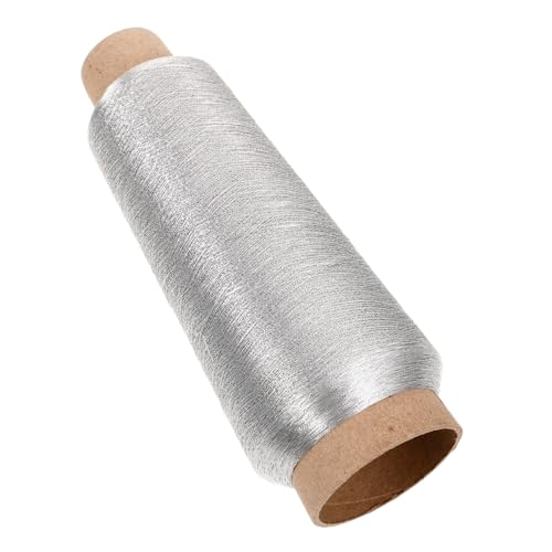 NUOBESTY 5000 Goldspule Nähgarn Metallic sewing thread Gold sewing thread goldenes Stickgarn Kreuzstichfadenhalter overlock nähmaschine 150d Nähgarn metallisches Maschinenstickgarn Silver von NUOBESTY