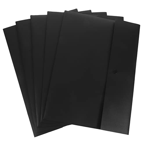 NUOBESTY 5St A4 Aktentasche ordner dokumentenmappe folders cartape Geldsäcke für Bankgeschäfte Geldbeutel briefumschläge Taschen mit Knopfleiste Button-Design-Dateitaschen Abs Black von NUOBESTY