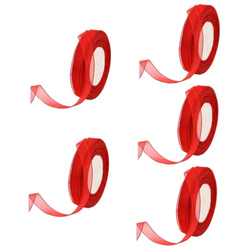 NUOBESTY 5St Gürtel aus Schneegaze grünes Band Hutband Schleife Satinband zum Einwickeln seidenband ribbon cake decoration dekobänder Wickelband Band zum Verpacken von Geschenken Nylon rot von NUOBESTY