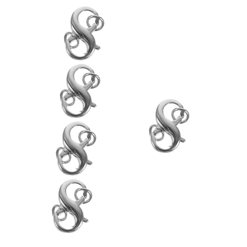 NUOBESTY 5St Hummerschere Schlüsselanhänger Haken Clips Schnallen für Halskette Armbänder Verbindungsschnalle Doppelöffnungsverschluss Metallverschlüsse Schmuckmaterialien Kupfer Silver von NUOBESTY