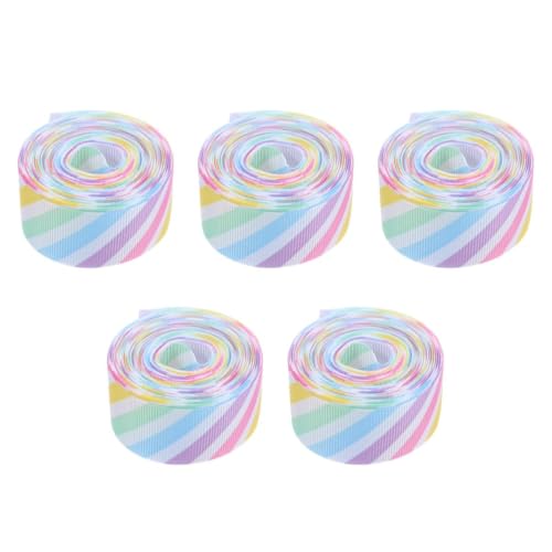 NUOBESTY 5St Osterband geschenkideen ostern gestreifte Geschenkband gestreiftes Geschenkband Dekorationsband Dekorative Bastelbänder kariertes buntes Drahtband Buntes Band Polyester von NUOBESTY