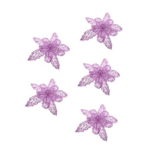 NUOBESTY 5St Pailletten-Perlendekoration festliche kleidung Applikation aus Tüllstoff 3D-Blumenstickerei 3D-Blumen-Stickerei-Patches gestickte Paillettenapplikation Polyester Lavender von NUOBESTY