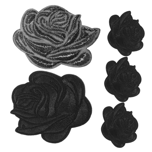 NUOBESTY 5St Rosenbeet Eisen auf Patches Patch-Hersteller gestickte Aufnäher benutzerdefinierter Patch Buchstabenflecken Kleidungsflicken Schmetterling Aufbügler Blumenbeete Baumwolle Black von NUOBESTY