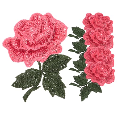 NUOBESTY 5St Rosenbeet Stoffflicken selber machen Stickereiapplikationen mit Blumendesign bestickt gestickte Aufnäher mit Blumen Flecken stitsch Patches nähen Blumenbeet Polyester von NUOBESTY