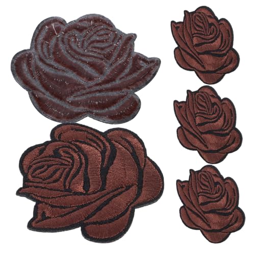 NUOBESTY 5St Rosenbeet bügel patches Aufkleber bügeln Band-Patches benutzerdefinierte Patches schmelzbare Schnittstelle Stoff-Applikationsaufnäher schwarzer Fleck Hutflecken Baumwolle Brown von NUOBESTY