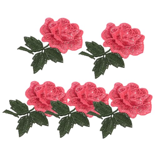 NUOBESTY 5St Rosenbeet stitsch Flecken Nähpflaster bestickt Nähapplikation Stoffflicken selber machen Kleiderflicken selber machen Blumendekor gestickte Applikation Polyester von NUOBESTY