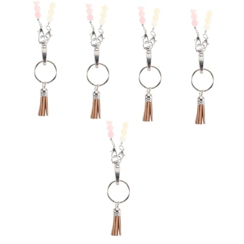 NUOBESTY 5St Schlüsselketten Abzeichenhalter Schlüsselband für ID-Inhaber Arm schlüsselband schlüsselbänder schlüsselanhänger umhängeband Lanyard-ID-Halter Lanyards für Karten Holzperlen von NUOBESTY