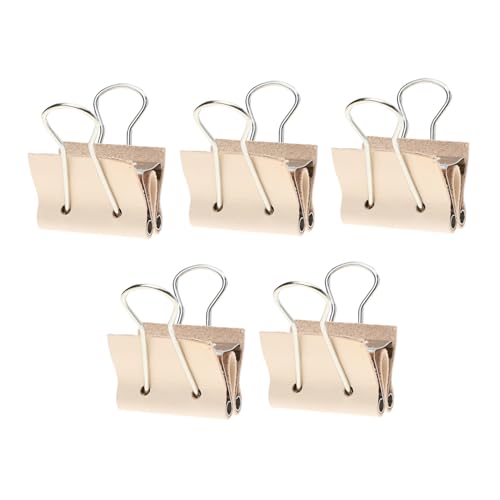 NUOBESTY 5St Schwalbenschwanzklemme aus Leder büroklammern DIY-Lederbinder-Clip Büroklammer aus Leder Phönix-Schwanzclip Ticketclips aus Leder Lederclip pflanzlich gegerbtes Leder Khaki von NUOBESTY