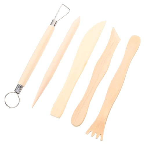 NUOBESTY 5St Skulpturenmesser aus Polymerton plastelina clay tools plastilin knete Stempel aus Ton Modelliermasse Töpferwerkzeuge aus Ton Töpferscheibe Tonschaber Tonschnitzset Holz von NUOBESTY