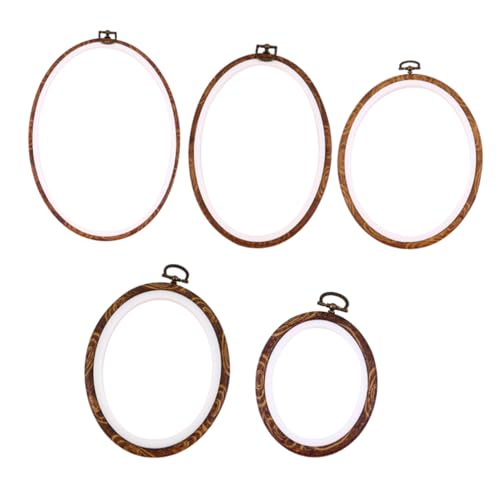 NUOBESTY 5St Sticken Bausatz Ovale Handsticksets Kreuzstich Handarbeitsrahmen Stickrahmen-Set für Wanddekoration werkzeug Stickkreis selber machen Stickring selber machen Plastik Brown von NUOBESTY