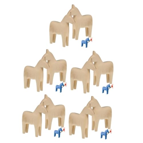 NUOBESTY 5sets Pferdestatue Pferdefiguren Ornamente Mini-pferdefiguren Eigenes Bemalen Pferdefigur Wettrennen Zur Beschäftigung Von Pferden Reiter Hölzern 2pcs*5 von NUOBESTY