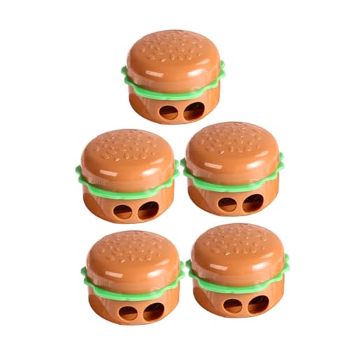 NUOBESTY 5st Hamburger-bleistiftspitzer Manueller Bleistiftspitzer Handbleistiftspitzer Bleistiftspitzer Masse Bleistiftspitzer Kinder Kleine Bleistiftspitzer Bequemer Metall Brown von NUOBESTY