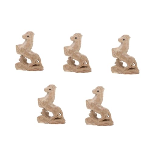 NUOBESTY 5st Pfirsichholzornamente Pferdespielzeugfiguren Figuren Wohnkultur Chinesische Pferdestatue Kleine Pferdefiguren Pferdeskulptur Aus Holz Tierfigur Aus Holz Mahagoni- Beige von NUOBESTY