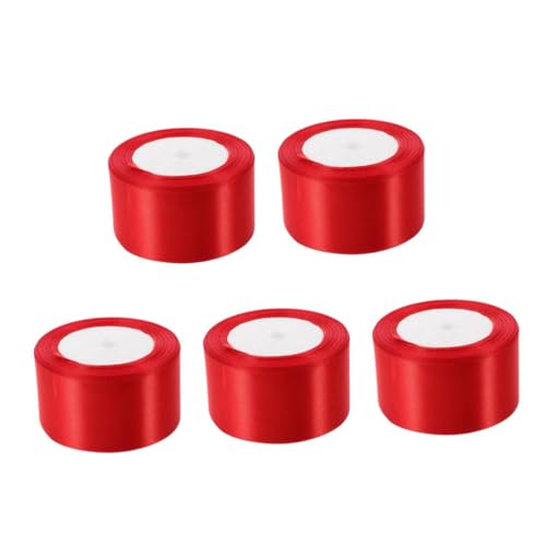 NUOBESTY 5st Rotes Band Rotes Weihnachtsband Geburtstagsband Weihnachtsband Mit Draht Zuckerstangenband Verdrahtetes Band Satinband Zum Verpacken Von Geschenken Bandrosen Haarband Polyester von NUOBESTY