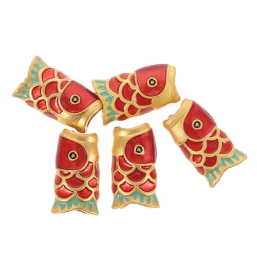 NUOBESTY 5st Rotes Fischfischrohrzubehör Mini-fisch-charms Fischanhänger Aus Emaille Fisch-armband-charms Koi-fisch-anhänger Meeresfisch-anhänger Goldene Fischanhänger Fischperlen Legierung von NUOBESTY