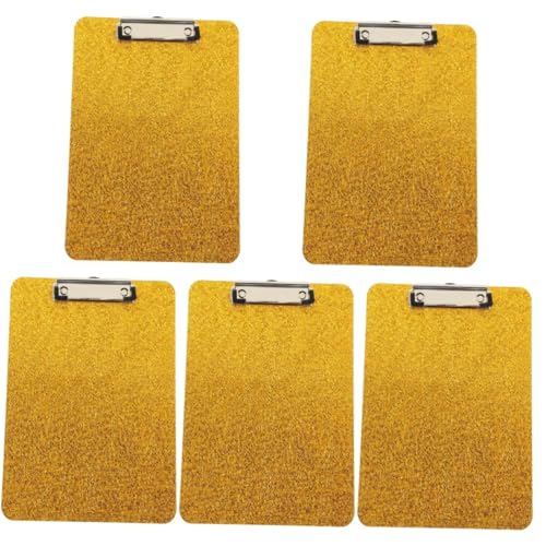 NUOBESTY 5st Tafel Zwischenablage Clip Dokumentieren Faltbar Papier Büro Planke Schreibtisch Klemmbretthalter Binderplatte Korkplatte Klemmbretter Klemmbrett Mit Speicher Golden Acryl von NUOBESTY