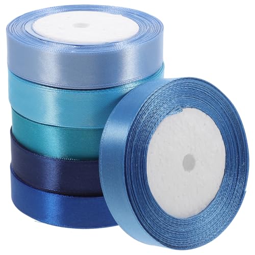 NUOBESTY 6 Rollen 25cm Band Paketband Band für Blumenstrauß Bänder für Blumensträuße gefertigtes Band seidenband ribbon praktisches Bastelband verschleißfestes Geschenkband Polyester Blue von NUOBESTY