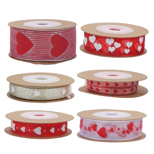 NUOBESTY 6 Rollen Banddekoration seidenband ribbon seidenbänder Handgemachtes Geschenkband Valentinstagdekoration Geschenkbänder valentinstag liefert Partygeschenke Partybänder Polyester von NUOBESTY