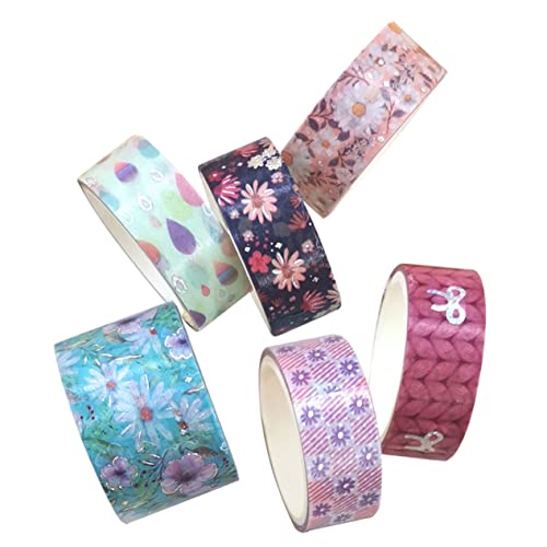 NUOBESTY 6 Rollen Gänseblümchen Washi Tape Scrapbook-Aufkleber Papier Klebeband Spender Farbband scheckheft scrapbbok Basteln Sie Blumen-Washi-Tapes Washi-Klebeband Japanisches Papier von NUOBESTY