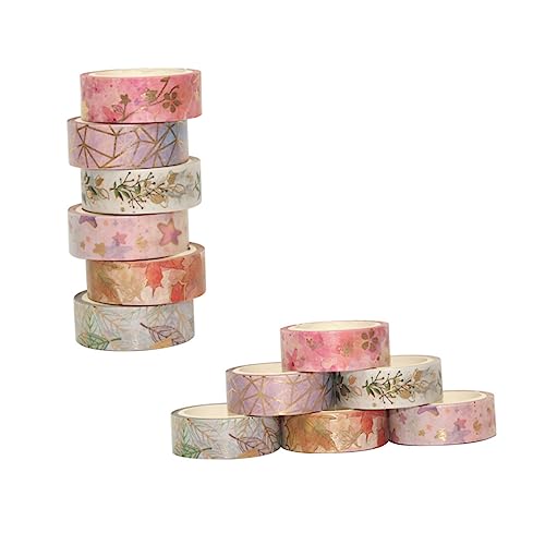 NUOBESTY 6 Rollen Heißprägeband Blumenband Papier Klebeband Floristenband dekoratives Abdeckband Klebebandspender für Bastelarbeiten Washi Tape zum Verpacken von Geschenken Handkontoband von NUOBESTY