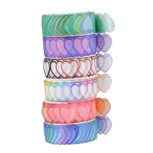 NUOBESTY 6 Rollen Liebe und Klebeband Aufkleber Mod Karton Herzen Ausschnitte scrapbook scheckheft Washi Tape-Set dekorieren hausdeko Bänder in Herzform dekorative Bänder Papier von NUOBESTY