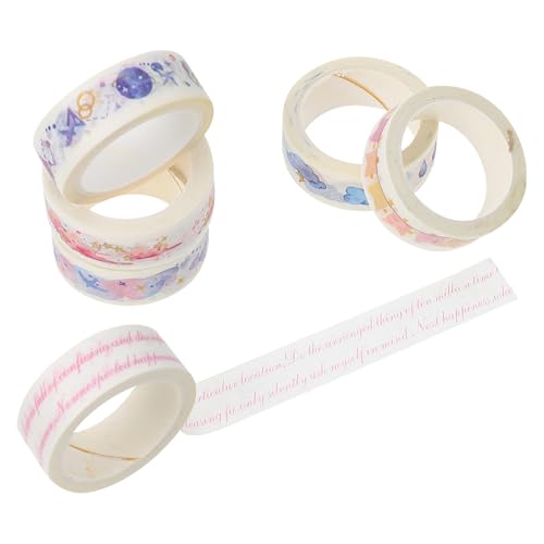 NUOBESTY 6 Rollen Taschenband Farbiges Band Etiketten-aufkleber Punkt Selbstklebende Aufkleber Dekorative Bänder Scrapbooking-klebebänder Selber Machen Streifen Klebrig Japanisches Papier von NUOBESTY