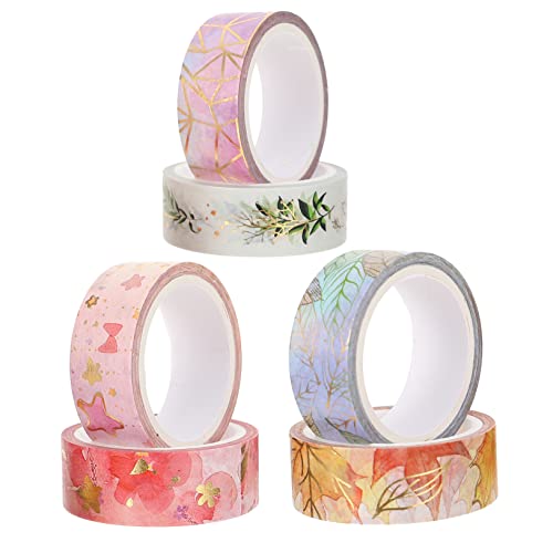 NUOBESTY 6 Rollen Washi-Tape Sammelalbum metallisch dekorative Papierbänder klebrig Maskierung party decoration party dekoration Entfernbar papierklebeband selber machen Washi-Klebeband von NUOBESTY