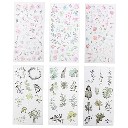 NUOBESTY 6 Sätze Blumen- Und Papieraufkleber Scrapbook-aufkleber Etikettenpapier Dekoratives Etikett Große Aufkleber Hochzeitsblumen Kunstblumen Botanisch Blumenmaterial Planer Florist von NUOBESTY