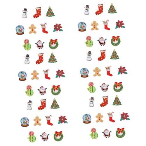 NUOBESTY 6 Sätze Weihnachtspatch Stickfaden Stoff Stickerei Bausätze Bestickt Patches Nähen Patch Aufnähen Weihnachtsapplikationen Kleidung Nähen Patch Polyester 10 Stück * 6 von NUOBESTY