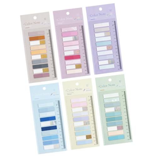 NUOBESTY 6 Sets Bunte Haftnotizen Seitenmarker Selbstklebende Sticky Memo Pads Für Büro Studium Und Zuhause Pro Set Ideal Für Seitenmarkierungen Und Notizen von NUOBESTY