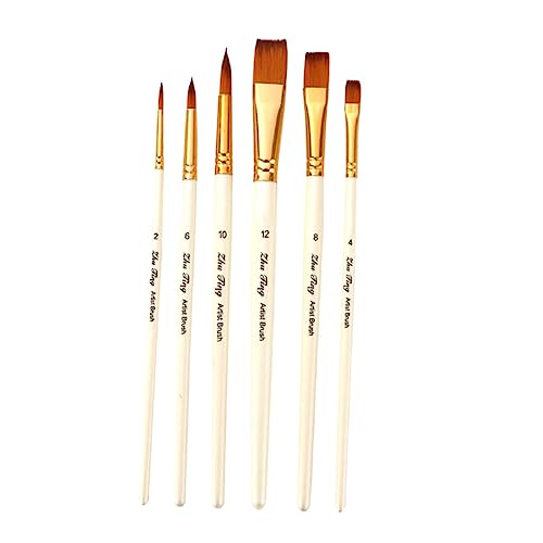 NUOBESTY 6-Teiliges Set Zweifarbige Nylonbürste malen Zahlen Heften Machen Detail pro Brush stifte zeichnen professionell Paint Brushes Haarbürste aus Nylon Pinsel zeichnen Nylonwolle Weiß von NUOBESTY