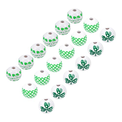 NUOBESTY 60 Stk Irische Holzperlen st patricks day saint patricks day st. Patricks runde Perlen Bauernhaus runde Perlen zierlicher Schmuck Perlenschmuck Armband Perlenmaterial von NUOBESTY