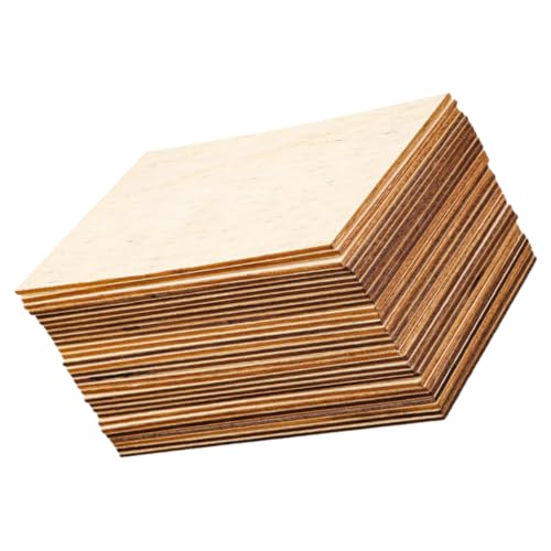 NUOBESTY 60 Stück Leere Rechteckige Holzstücke Holzplatten Unbehandeltes Holz Untersetzer Quadrate Ausschnitte Fliesen Quadratische Holzausschnitte Geformte Holzscheiben Mini von NUOBESTY