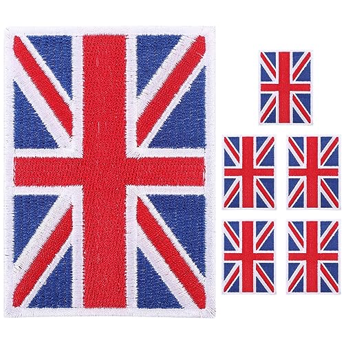 NUOBESTY 6St Flaggenstoffaufkleber stickmuster stickmotive Flaggenmuster Kleidung kleider Großbritannien-Flaggenapplikation bestickt Patchapplikation aufnähen Nationalflagge Flaggenpatch von NUOBESTY