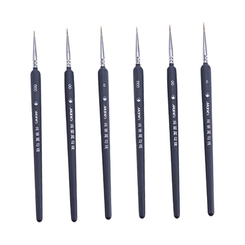 NUOBESTY 6St Hakenstift für Ölgemälde feine Detaillierung Buntstifte Haselnuss Pinsel mit feiner Spitze pro brush pinsel für nagelbürste feiner Pinsel Aquarellfarbe Holzkörper Black von NUOBESTY