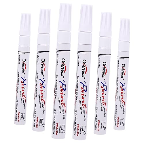 NUOBESTY 6St Malstift schreibkladde stifte pen markers markierstifte Markerstifte Markierungsstifte für Autos Auto Scratch De-Mark-Stift Malerei Versorgung Auto Markierstift Weiß von NUOBESTY