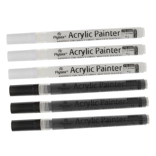 NUOBESTY 6st Acrylmarker Silberner Stift Weißer Farbmarker Planke Markierungen Liner Weißer Permanentmarker Weißer Lackstift Stifte Permanent Schwarze Malstifte Farbige Stifte Stiftmarker von NUOBESTY