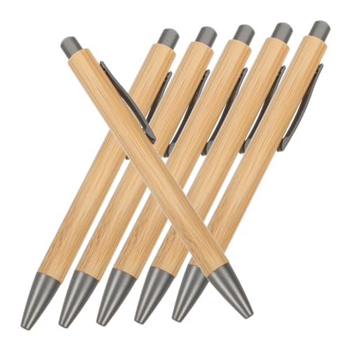 NUOBESTY 6st Druckkugelschreiber Aus Bambus Tragbare Kugelschreiber Multifunktions-kugelschreiber Praktischer Holzstift Kugelschreiber Mit Feiner Spitze Schreibzubehör Ergonomischer Stift von NUOBESTY