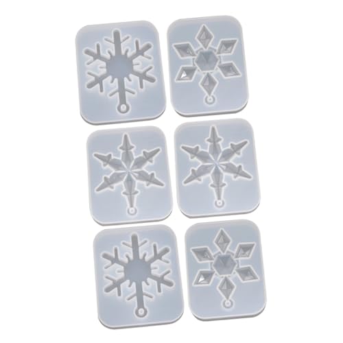 NUOBESTY 6st Schneeflocke Silikonform Eisbereiter-fach Herstellung Heimwerken Bausatz Bastelsets Schalttafel Gießform Schneeflocke Würfel Eisform Handguss-sets Paar Deckel Weiß Kieselgel von NUOBESTY