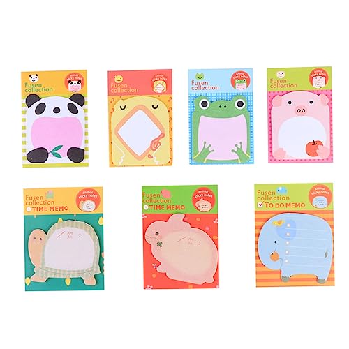 NUOBESTY 7 Blatt Tierförmige Aufklebernotizen üße Cartoon Memo Klebeblöcke Frosch Schweinchen Kaninchen Elefant Panda Huhn Und Schildkröte Für Büro Schule Und Zuhause Kawaii von NUOBESTY