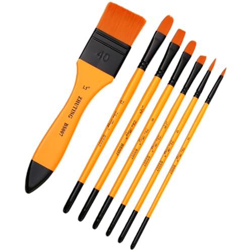 NUOBESTY 7st Pinsel Mit Flachen Spitzen Gel Markierungen Zobel Liner Ölgemäldezubehör Textmarker Wieder Auffüllbar Nachfüllbare Aquarellpinselstifte Pinsel Für Die Kunst Lüfter Orange Nylon von NUOBESTY