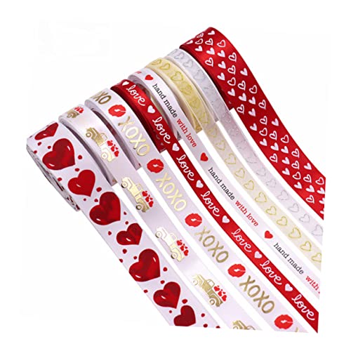 NUOBESTY 8 Rollen Schleife seidenband ribbon geschenkverpackungen valentines Partydekorationen Farbiges Sackleinen-Drahtband valentinstag verpackungsbänder valentinstag geschenkband rot von NUOBESTY