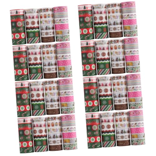 NUOBESTY 8 Sätze Weihnachts-washi-tape Partydekorationen Goldband Weihnachts Washi Tape Diy Klebeband Für Weihnachten Aufkleber Für Geschenkverpackungen Notizbuchbänder Papier 24 Rollen * 8 von NUOBESTY