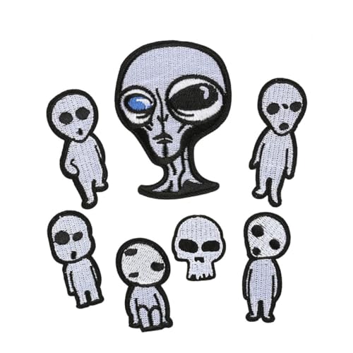 NUOBESTY 8 Stk bestickte Jacke Stickerei-DIY-Patch Eisen geflickte Jeans kinder alien sticker bastelutensilien Stoffflicken Down-Patch Kleidung Banner Sticketikett von NUOBESTY