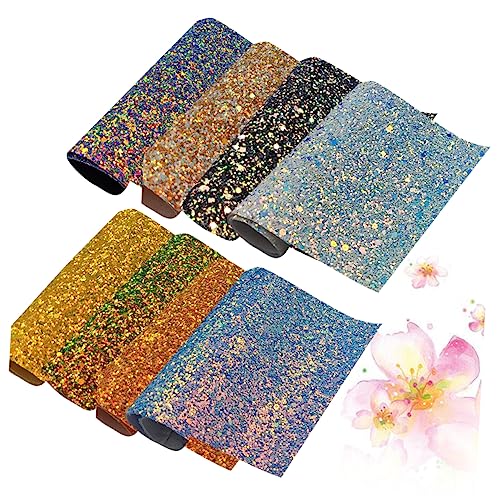 NUOBESTY 8 Stück Blatt leathercrafting Fleecestoff Bunte Haarspangen gewachster Faden Webpelz zum Basteln Glitzer-Vinyl Webpelzstoff Wildlederimitat Patchwork-Filzstoff Kunstleder von NUOBESTY