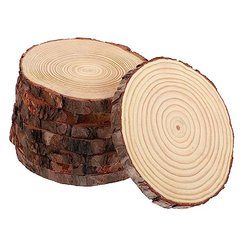 NUOBESTY 8 Stück Kiefernholz Naturholzscheiben Runde Holzuntersetzer Runde Holzscheiben Unbemalte Holzscheiben von NUOBESTY