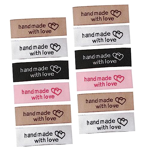 NUOBESTY 80 Stk Kleidungsetikett Etiketten Für Handgefertigte Artikel Strickstoff Herzen Bestickte Label-tags Nähen Von Kleidung Kleideretikett Handgemachtes Etikett Nähetiketten Polyester von NUOBESTY