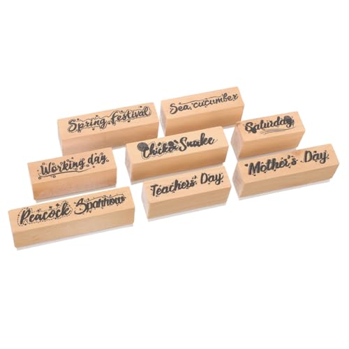 NUOBESTY 8St kinder stempel kinderstempel stempeln scrapbooking-stempel wichtelstempelset dekorativer Zeitschriftenstempel Holzhandwerksstempel tagebuch DIY briefmarken Holzstempel hölzern von NUOBESTY