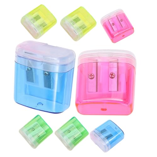 NUOBESTY 8er Set Handbetriebene Bleistiftspitzer Transparente Doppel Loch Anspitzer Und Pink Für Schule Büro Und Künstler Praktische Und Elegante Bleistiftspitzer von NUOBESTY